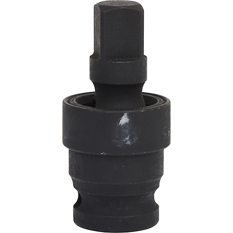 Schwarzer Adapter für ein Werkzeug. Der obere Teil ist quadratisch und der untere Teil hat einen runden Anschluss.